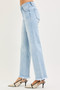 RISEN Tummy Control Mid Rise Ankle Straight Fray Hem Jeans
