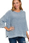 Zenana Washed 3/4 Sleeve Boxy Sweater