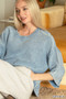 Zenana Washed 3/4 Sleeve Boxy Sweater