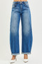 RISEN Full Size Mid Rise Barrel Double Roll Up Jeans Plus Size
