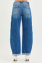 RISEN Full Size Mid Rise Barrel Double Roll Up Jeans Plus Size