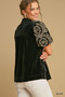 Umgee Full Size Velvet Embroidered Sleeve Blouse Plus Size