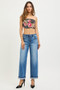 RISEN Elastic Band Slouch Ankle Boyfriend Cuffed Hem Jeans