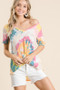 BiBi Circular Tie Dye Print V Neck Top