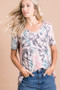 BiBi Tie Dye Print Terry Deep U Neck Top