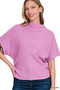 Zenana Mock Neck Sweater with Side Shirred