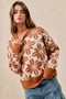 BiBi Flower Pattern Long Sleeve Sweater