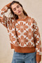 BiBi Flower Pattern Long Sleeve Sweater