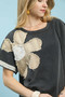 Umgee French Terry Top with Flower Patch