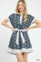 Umgee Border Print Belted Shirt Dress