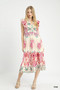 Umgee Boho Boarder Print Ruffle Midi Dress
