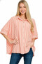 Zenana Oversized Stripe Button Down Shirt