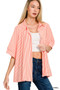Zenana Oversized Stripe Button Down Shirt