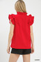 Umgee Ruffle Sleeve V-Neck Top