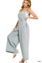 Zenana Denim Light Washed Wide Leg Overalls