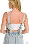 Zenana Denim Light Washed Wide Leg Overalls