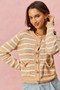 SO ME Stripe Long Sleeves Button Sweater Cardigan