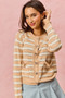 SO ME Stripe Long Sleeves Button Sweater Cardigan