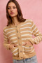 SO ME Stripe Long Sleeves Button Sweater Cardigan