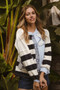 BiBi Patchwork Striped Round Neck Sweatshirt