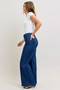 Judy Blue High-Waisted Retro Wide Jeans with Patch Pkts & Twisted Seams