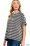 Zenana Raised Rib Striped Exposed Seam Top