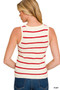 Zenana Round Neck Stripe Knit Tank Top