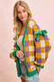 BiBi Mardigras Checker Board Front Open Cardigan