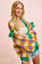 BiBi Mardigras Checker Board Front Open Cardigan
