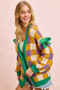 BiBi Mardigras Checker Board Front Open Cardigan