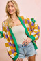 BiBi Mardigras Checker Board Front Open Cardigan