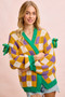 BiBi Mardigras Checker Board Front Open Cardigan