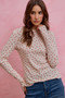 SO ME Ditsy Heart All Over Slub Rib Knit Valentine Top