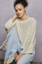 POL Cable-Knit Openwork Round Neck Cropped Sweater