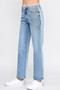 High Rise Dad Jeans W/ Fringe Waistband Detail
