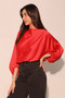 Silky Satin Boat Neck Blouson Top