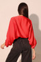 Silky Satin Boat Neck Blouson Top
