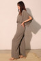 Textured Solid Mock Neck Caftan Jumpsuit​
