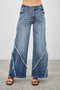 Mid Rise Wide Frayed Seam