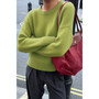 Solid Knit O Neck Long Sleeves Pullover Sweater​