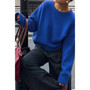 Solid Knit O Neck Long Sleeves Pullover Sweater​