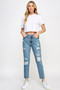 High Rise Distressed Relaxed Straight