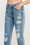 High Rise Distressed Relaxed Straight