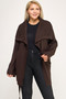 Plus Size Ribbed Wrap Cardigan With Waist Belt​