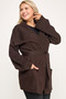 Plus Size Ribbed Wrap Cardigan With Waist Belt​