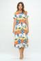 Bns Print Long Dress With Short Sleeve​​