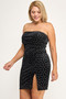 Plus Velvet Strapless Dress W/ Metal Crescent Det
