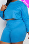Plus Size Cozy Crop Top And Shorts Set​