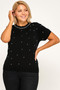 Plus Size Pearl & Rhinestone Knit Sweater Top