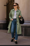 Solid Long Sleeve Trench Coat Woman Lined​​​